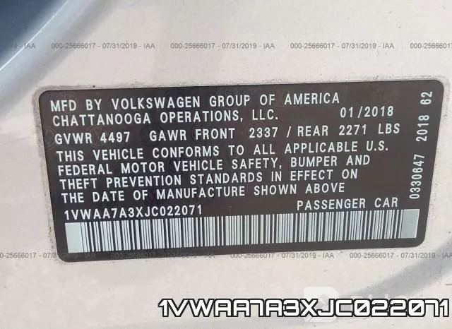 1VWAA7A3XJC022071 фото 10