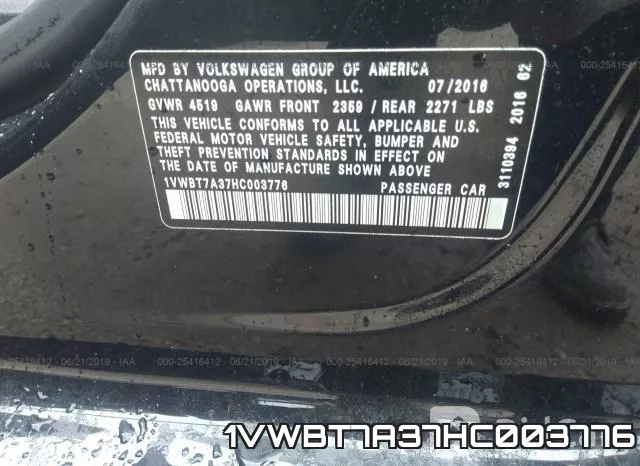 1VWBT7A37HC003776 фото 9