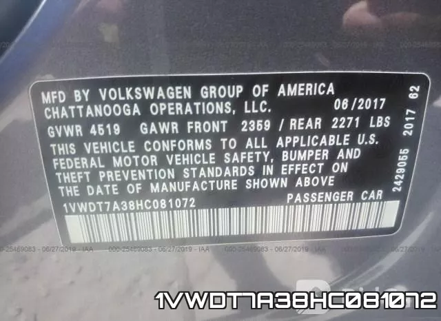 1VWDT7A38HC081072 фото 9