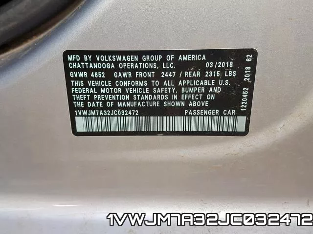 1VWJM7A32JC032472 фото 2