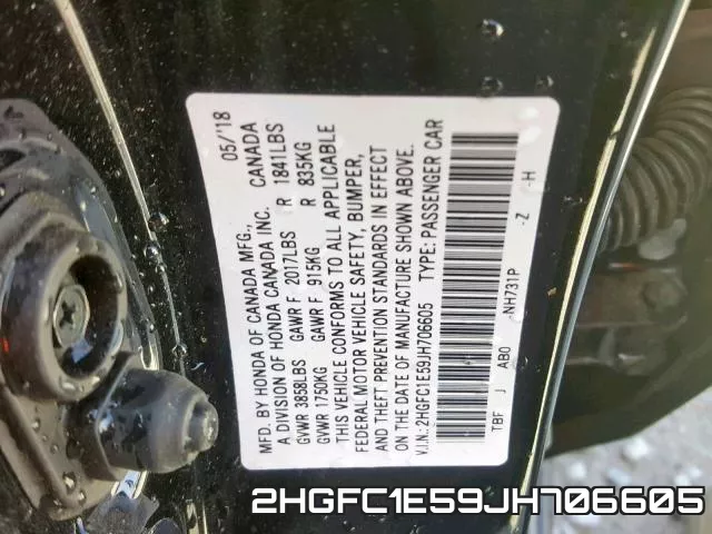 2HGFC1E59JH706605 фото 2