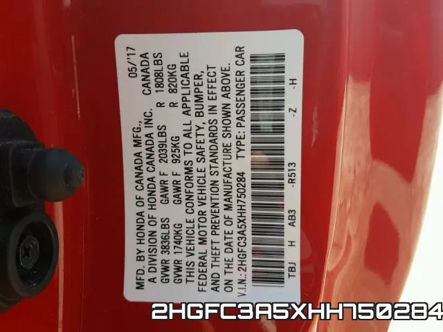 2HGFC3A5XHH750284 фото 2
