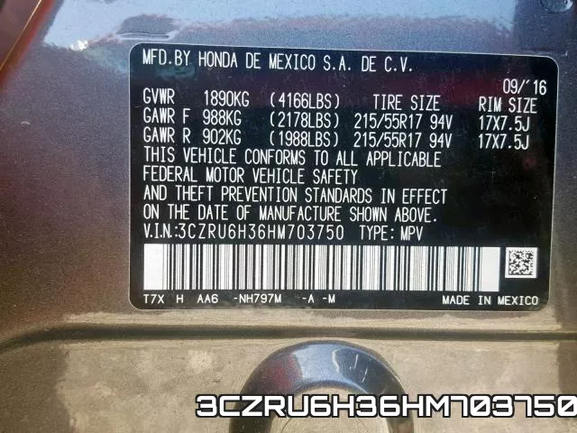 3CZRU6H36HM703750 фото 2