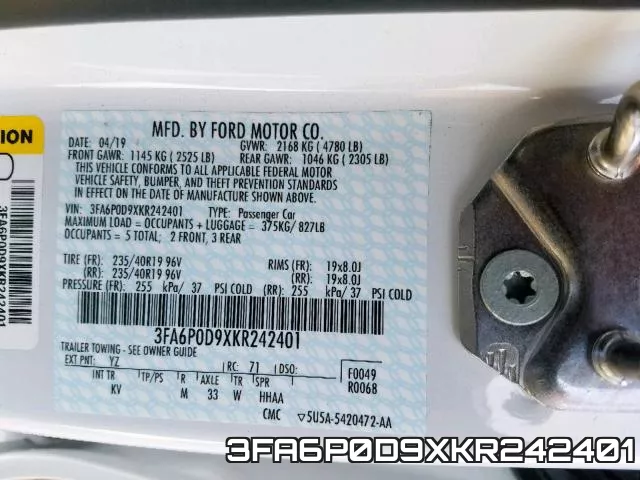 3FA6P0D9XKR242401 фото 2