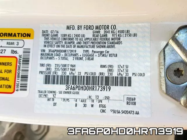 3FA6P0HD0HR173919 фото 2