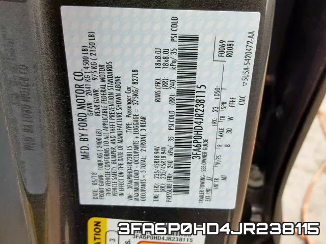 3FA6P0HD4JR238115 фото 2