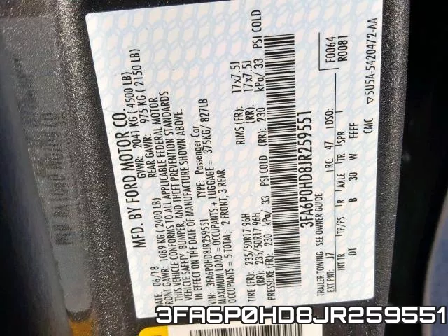3FA6P0HD8JR259551 фото 2