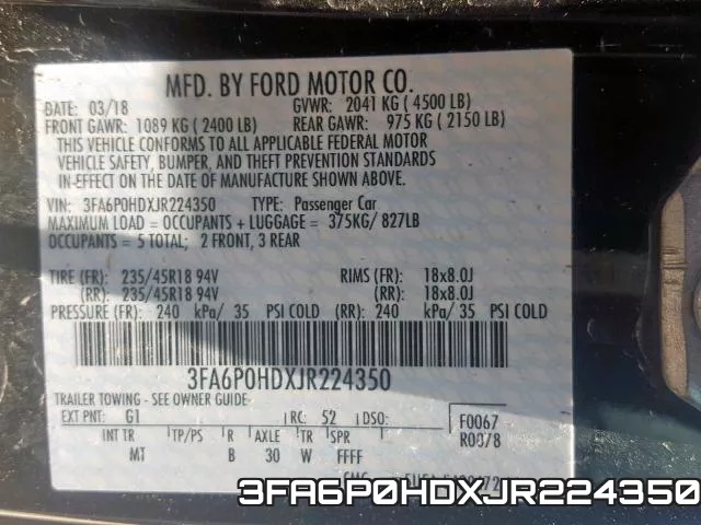 3FA6P0HDXJR224350 фото 2