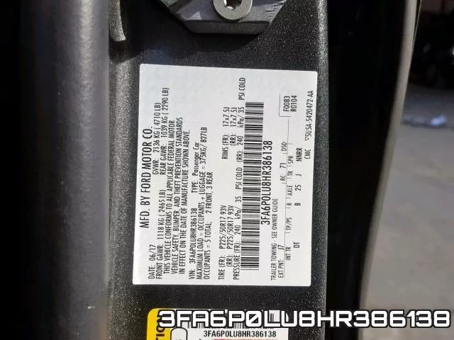 3FA6P0LU8HR386138 фото 2