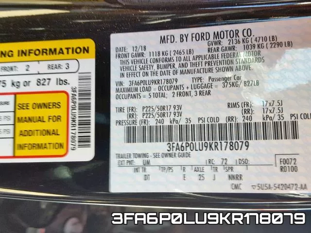 3FA6P0LU9KR178079 фото 2
