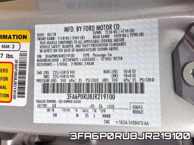3FA6P0RU8JR219100 фото 2