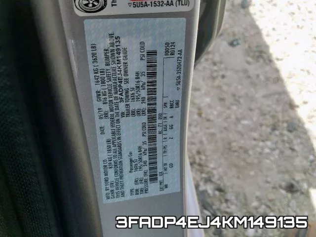 3FADP4EJ4KM149135 фото 2