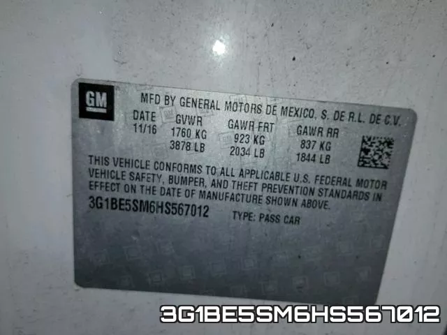 3G1BE5SM6HS567012 фото 2