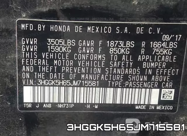 3HGGK5H65JM715581 фото 10