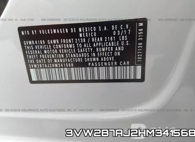 3VW2B7AJ2HM341568 фото 10