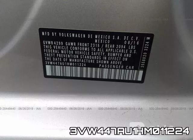 3VW447AU1HM011224 фото 10