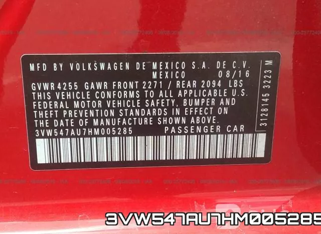 3VW547AU7HM005285 фото 10