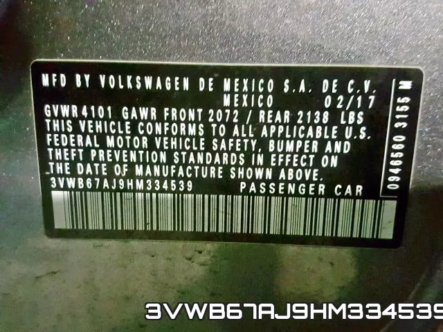 3VWB67AJ9HM334539 фото 2