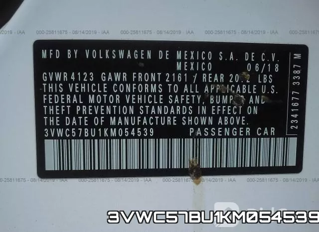 3VWC57BU1KM054539 фото 10