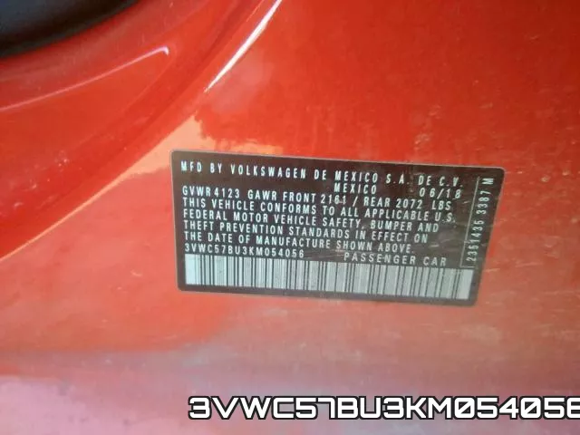 3VWC57BU3KM054056 фото 2