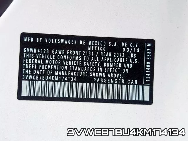 3VWCB7BU4KM174134 фото 2