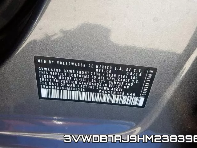 3VWDB7AJ9HM238396 фото 2