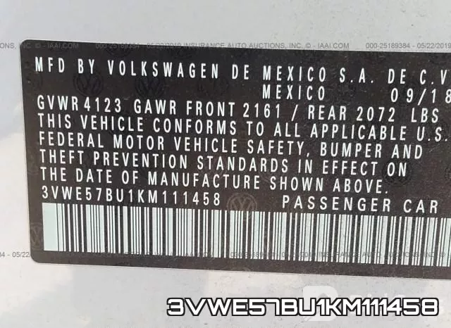 3VWE57BU1KM111458 фото 10