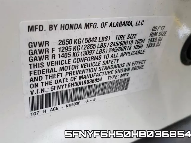 5FNYF6H50HB036854 фото 2