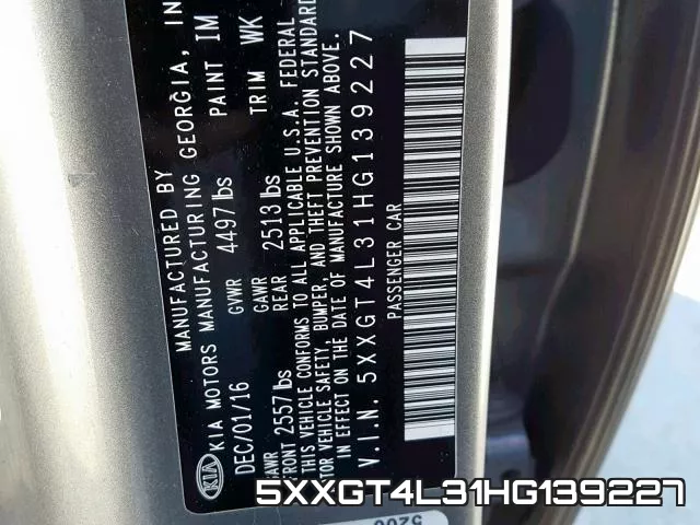 5XXGT4L31HG139227 фото 2