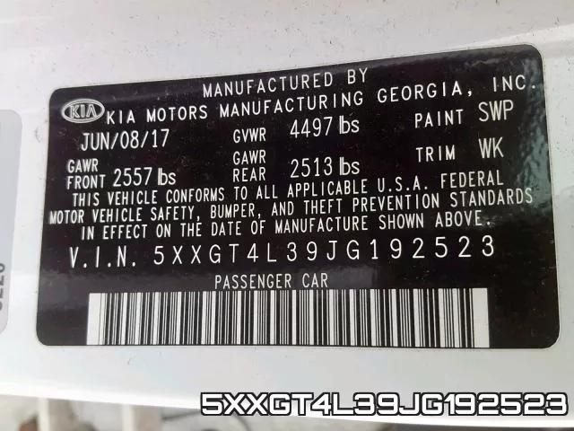 5XXGT4L39JG192523 фото 2