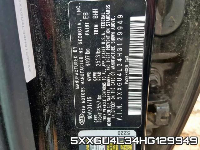 5XXGU4L34HG129949 фото 2