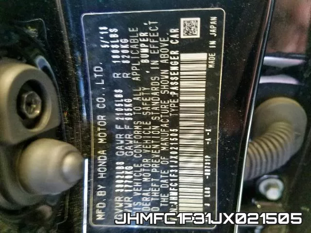 JHMFC1F31JX021505 фото 2