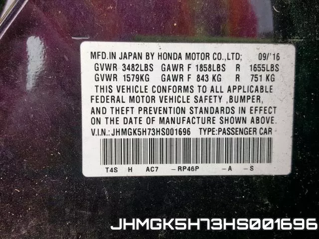 JHMGK5H73HS001696 фото 2