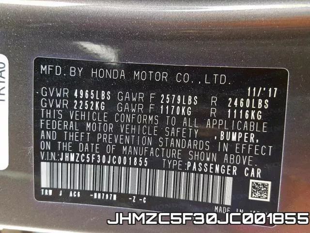 JHMZC5F30JC001855 фото 2