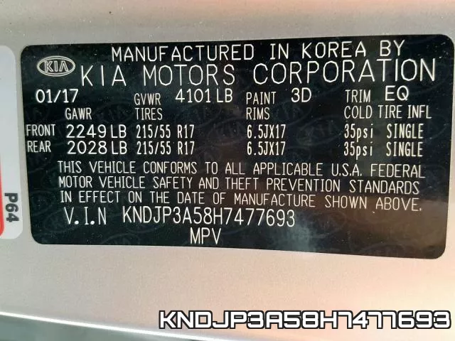 KNDJP3A58H7477693 фото 2
