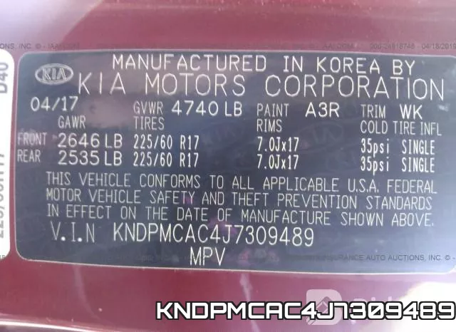 KNDPMCAC4J7309489 фото 10