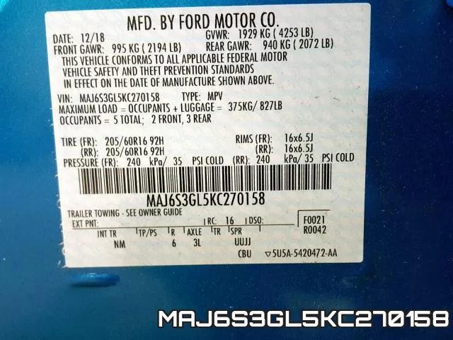 MAJ6S3GL5KC270158 фото 2