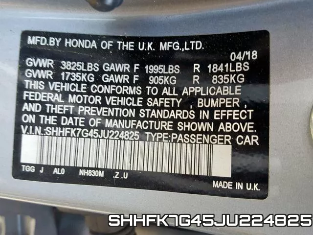 SHHFK7G45JU224825 фото 2