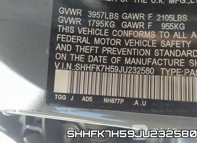 SHHFK7H59JU232580 фото 10