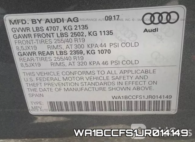 WA1BCCFS1JR014149 фото 10