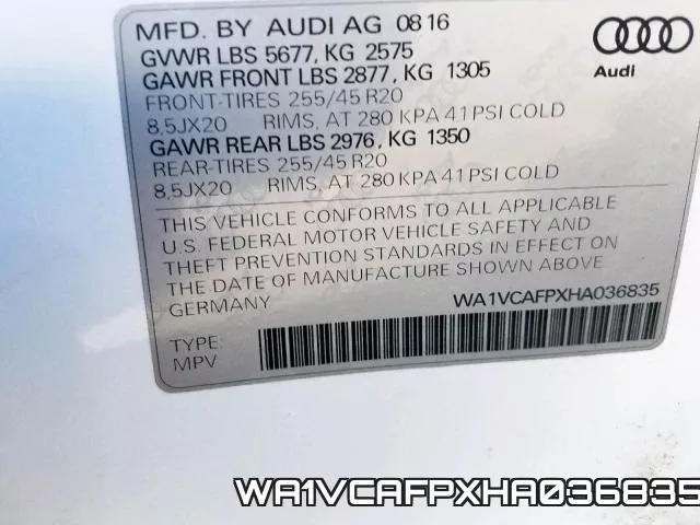 WA1VCAFPXHA036835 фото 2