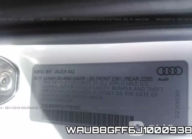 WAUB8GFF6J1000938 фото 10