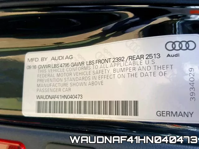 WAUDNAF41HN040473 фото 2