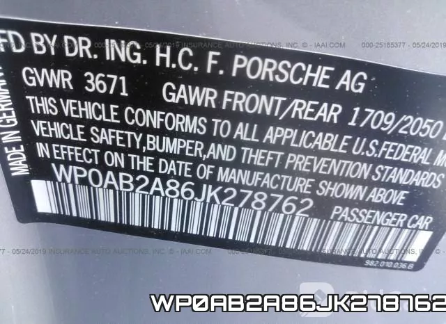 WP0AB2A86JK278762 фото 10