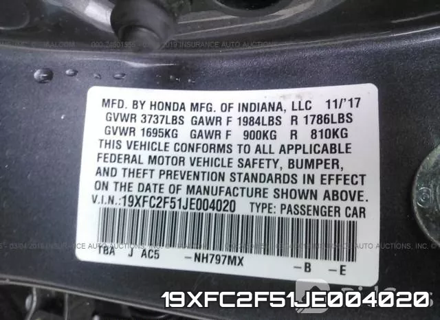 19XFC2F51JE004020 фото 10