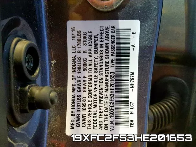 19XFC2F53HE201653 фото 2