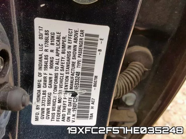19XFC2F57HE035248 фото 2
