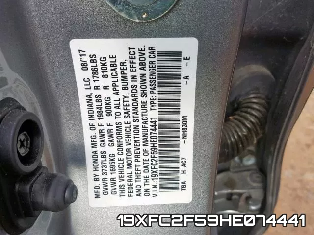 19XFC2F59HE074441 фото 2