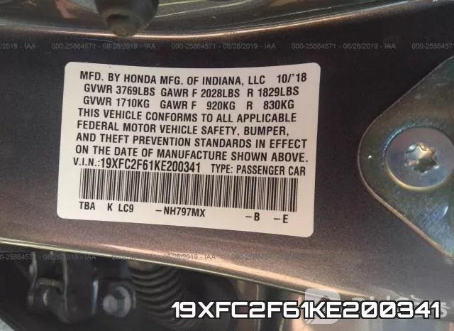 19XFC2F61KE200341 фото 10