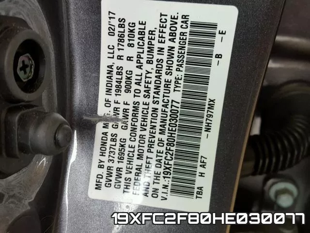 19XFC2F80HE030077 фото 2